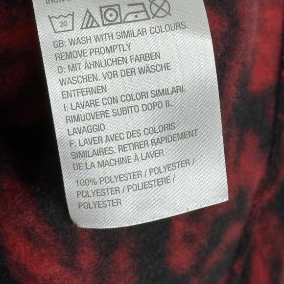 Susan Graver Weekend Rose Jacket Womens Large Red Black Fleece Snap Button - Picture 4 of 7